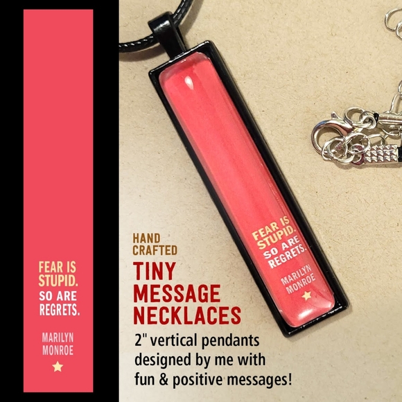 Hand Crafted Jewelry - Marilyn Monroe Quote Vertical Pendant Necklace
